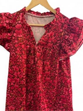 Burgundy, Red, and Pink Floral Blouse Tank